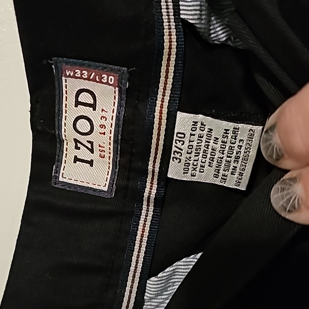 IZOD Wrinkle Resistant Heritage Chino Mens Double Pleated Navy Blue NWT 33Wx30L - Picture 5 of 13